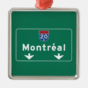 Montreal, Canada Road Sign Metal Ornament