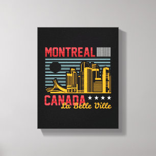 Montreal Canada Skyline Retro Travel GraphicDesign Canvas Print