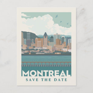 Montreal, Canada Skyline Save the Date Invitation Postcard