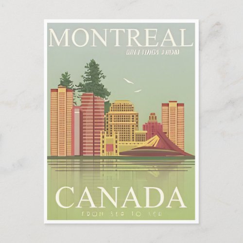 Montreal Canada vintage tourism illustration city Postcard