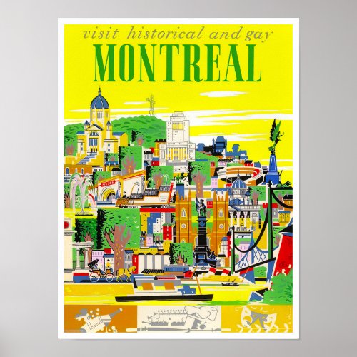 Montreal Canada vintage travel poster