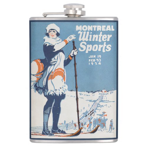 Montreal Canada Vintage Travel Poster Flask