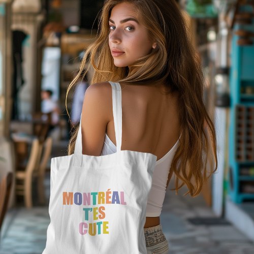 Montreal city typography modern colorful  tote bag