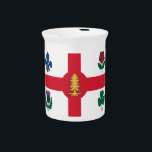 Montreal Flag Pitcher<br><div class="desc">Serve your favorite beverages with a proud nod to Canadian heritage using this stylish pitcher featuring the official flag of Montreal, Canada. Perfect for family gatherings, celebrations, or everyday use, this pitcher combines practicality with patriotic charm, making it an eye-catching addition to any table. The design prominently showcases the flag...</div>