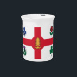 Montreal Flag Pitcher<br><div class="desc">Serve your favorite beverages with a proud nod to Canadian heritage using this stylish pitcher featuring the official flag of Montreal, Canada. Perfect for family gatherings, celebrations, or everyday use, this pitcher combines practicality with patriotic charm, making it an eye-catching addition to any table. The design prominently showcases the flag...</div>