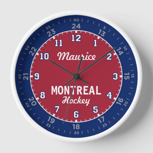 Montreal Hockey 24 Hour Wall Clock