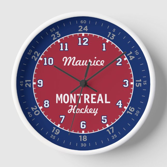 Montreal Hockey 24 Hour Wall Clock (Front)