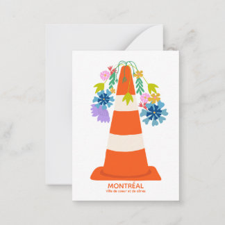 Montréal humoristique cônes oranges ville cadeau note card