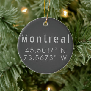 Montreal Latitude Longitude Ceramic Ornament