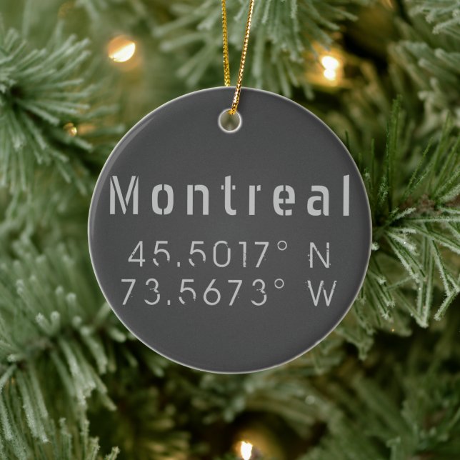 Montreal Latitude Longitude Ceramic Ornament (Tree)