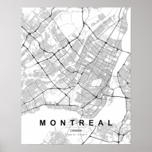 Montreal Minimalist Map (Black & White) Poster