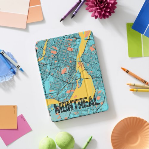 Montreal QC Canada City Map Teal  Postcard iPad Air Cover