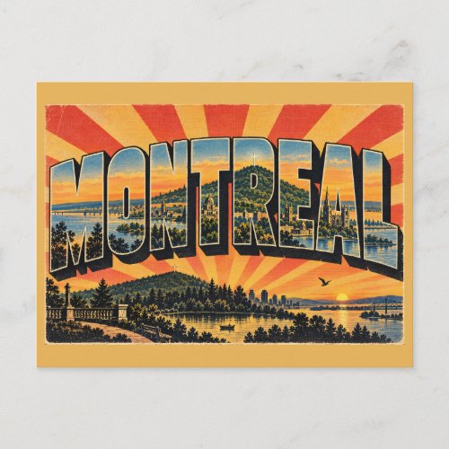 Montreal QC Mountain River Park Art Postcard