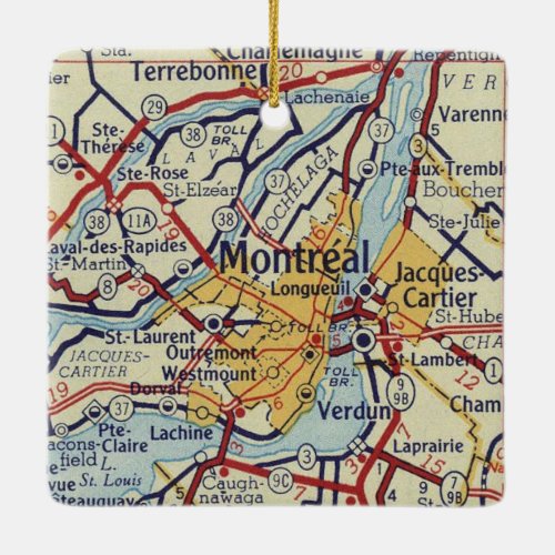 Montreal QC Vintage Map Ceramic Ornament