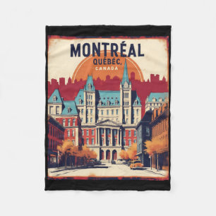 Montreal Quebec Canada 1950s Vintage Travel Touris Fleece Blanket