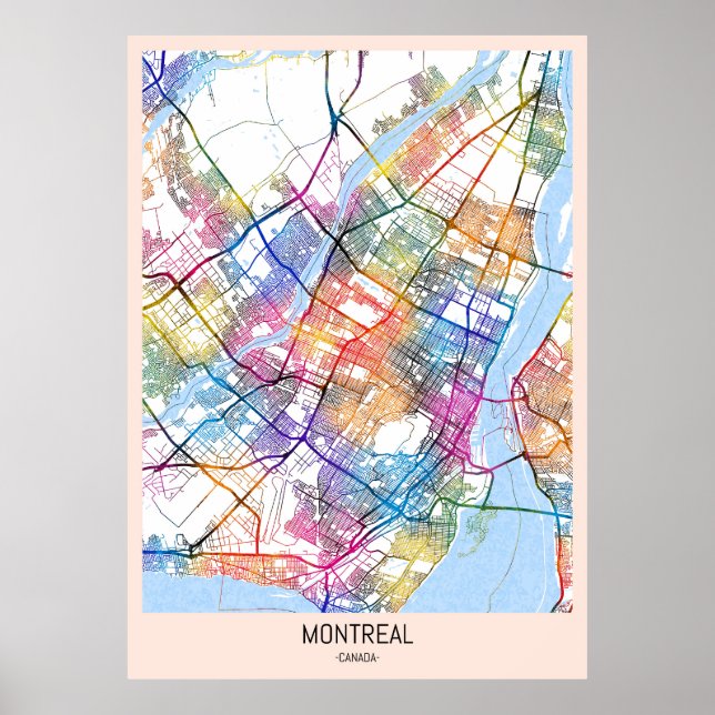 Montreal Quebec Canada City Map Poster (Front)