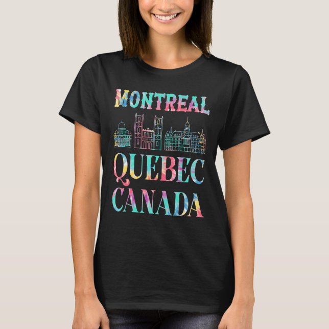 Montreal Quebec Canada City Skyline Map Tie Dye T-Shirt (Front)