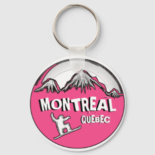 Montreal Quebec Canada pink snowboarder keychain