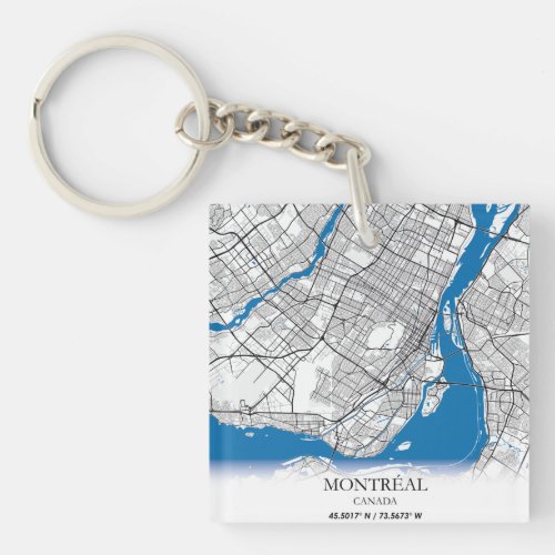 Montreal Quebec Canada Travel City Map Modern Keychain