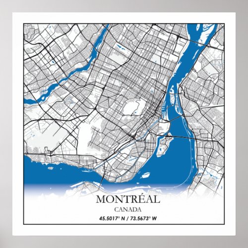 Montreal Quebec Canada Travel City Map Modern Poster