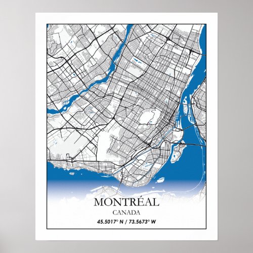 Montreal Quebec Canada Travel City Map Modern Poster