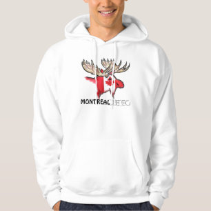 Montreal Quebec Canadian flag artistic elk hoodie