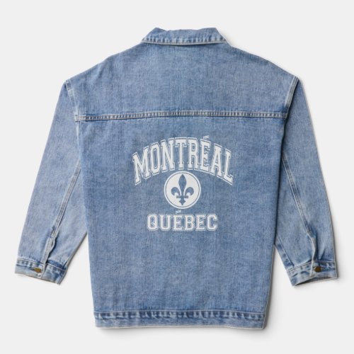 Montreal Quebec Fleur De Lys Varsity Blue With Whi Denim Jacket