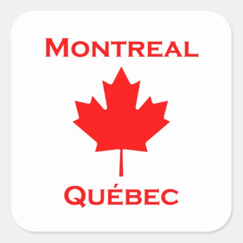 Montreal Quebec Maple Leaf Square Sticker
