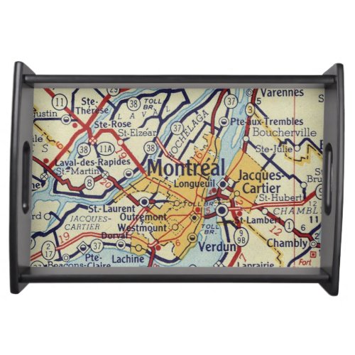Montreal Quebec Vintage Map Serving Tray