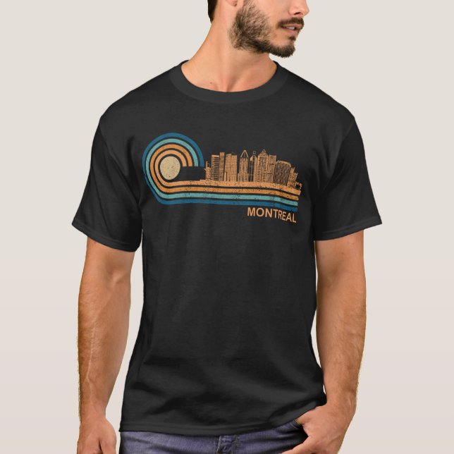 Montreal Skyline Retro Montreal Fan Canada Skyline T-Shirt (Front)