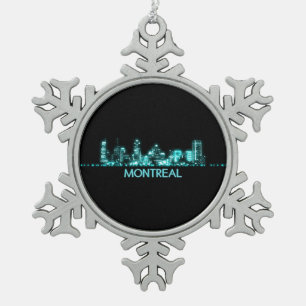 Montreal Skyline Snowflake Pewter Christmas Ornament
