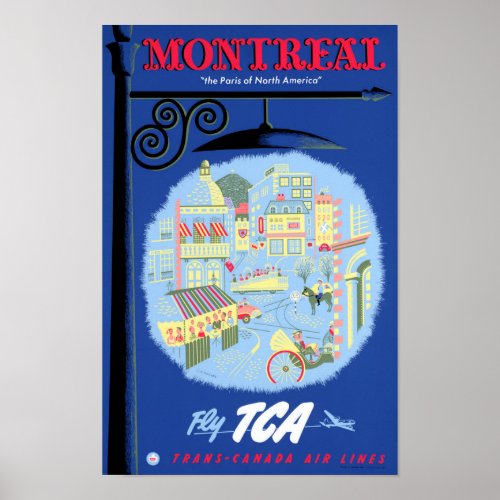 Montreal Vintage Travel Poster Restored