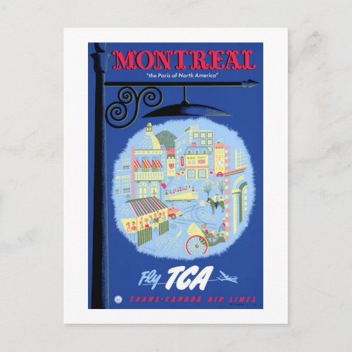 Montreal Vintage Travel Poster Restored Postcard