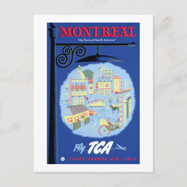 Montreal Vintage Travel Poster Restored Postcard (Front)
