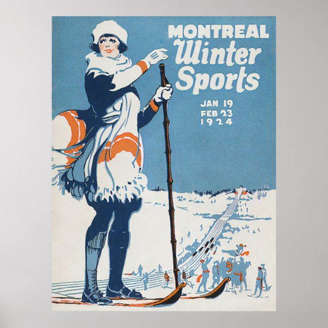Montreal Winter Sports Vintage Poster (Front)