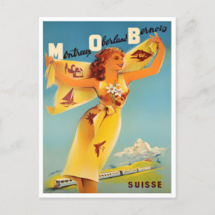Montreaux Switzerland vintage travel Postcard