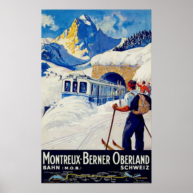 Montreux, Berner Oberland railway, Switzerland Poster (Front)