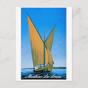 Montreux, lake Geneva, Switzerland, vintage travel Postcard