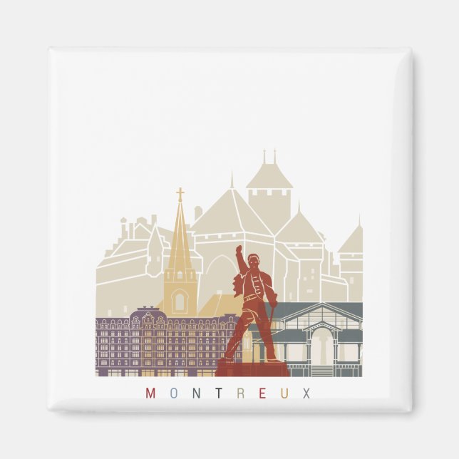 Montreux skyline poster magnet (Front)