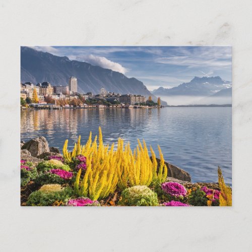 Montreux Switzerland Beautiful Lake Geneva View Postcard