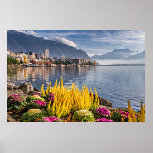 Montreux, Switzerland, Beautiful Lake Geneva View  Poster