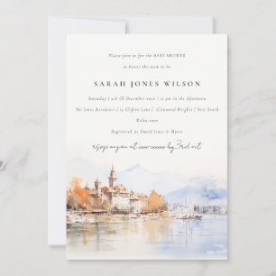 Montreux Switzerland Landscape Baby Shower Invitation