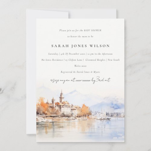 Montreux Switzerland Landscape Baby Shower Invitation
