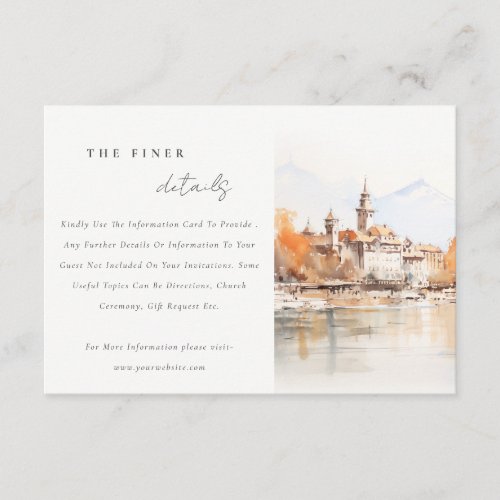 Montreux Switzerland Landscape Wedding Detail Enclosure Card