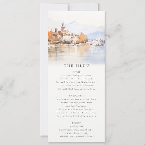 Montreux Switzerland Landscape Wedding Menu Card