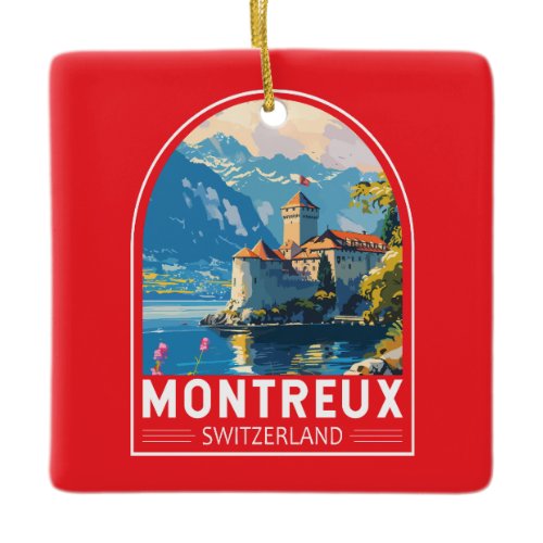 Montreux Switzerland Travel Art Vintage Ceramic Ornament