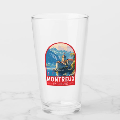 Montreux Switzerland Travel Art Vintage Glass