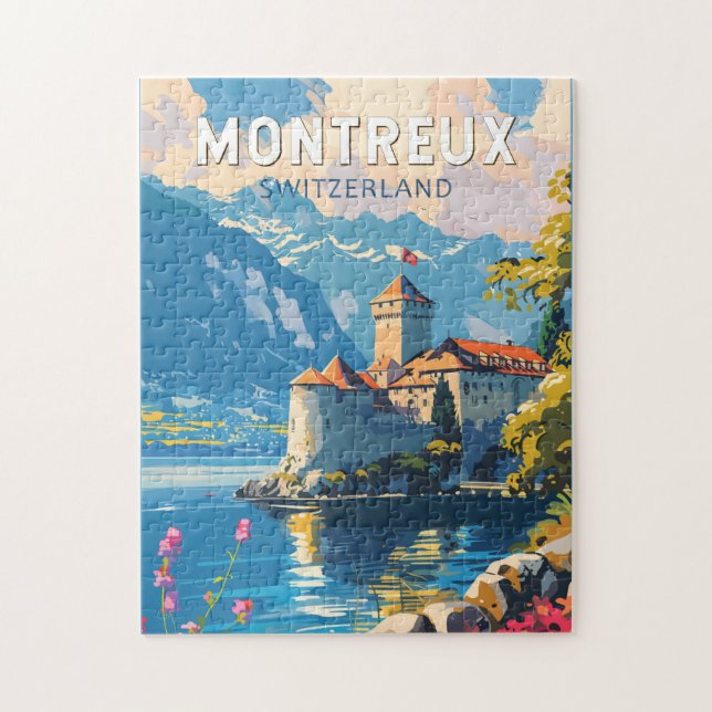 Montreux Switzerland Travel Art Vintage Jigsaw Puzzle (Vertical)