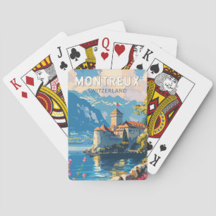 Montreux Switzerland Travel Art Vintage Poker Cards