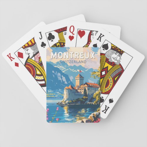 Montreux Switzerland Travel Art Vintage Poker Cards